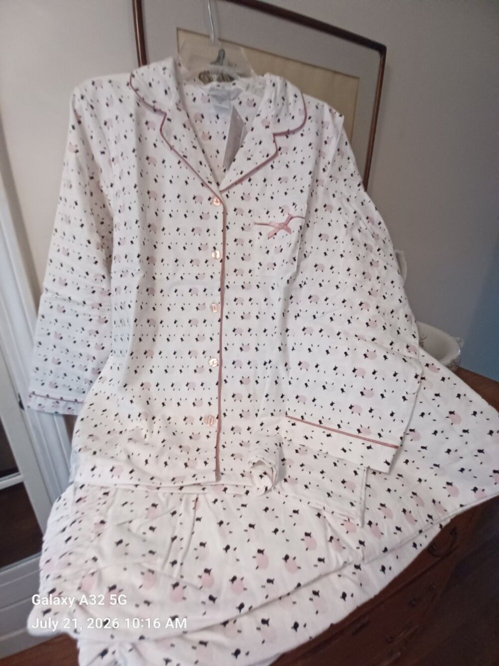 Women's Size L Cotton Flannel Pajama Set Sheep Pattern